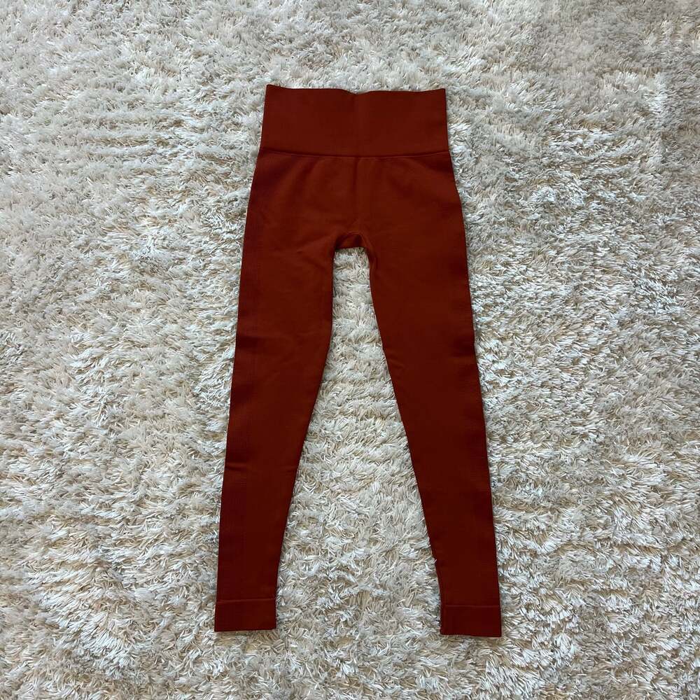 SET Active High-Rise Seamless Leggings in Rust Orange Size Small